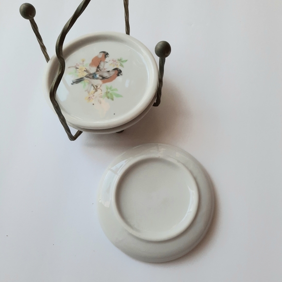 Vintage Interpur of Taiwan set of 3 porcelain bird coasters 3.5" - Picture 3 of 5